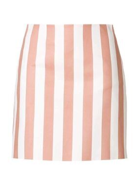 DROMe Designer 100% Leather Striped Mini Skirt